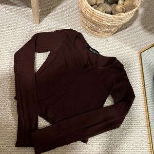 fab'rik Deep Brown Long Sleeve Bodysuit